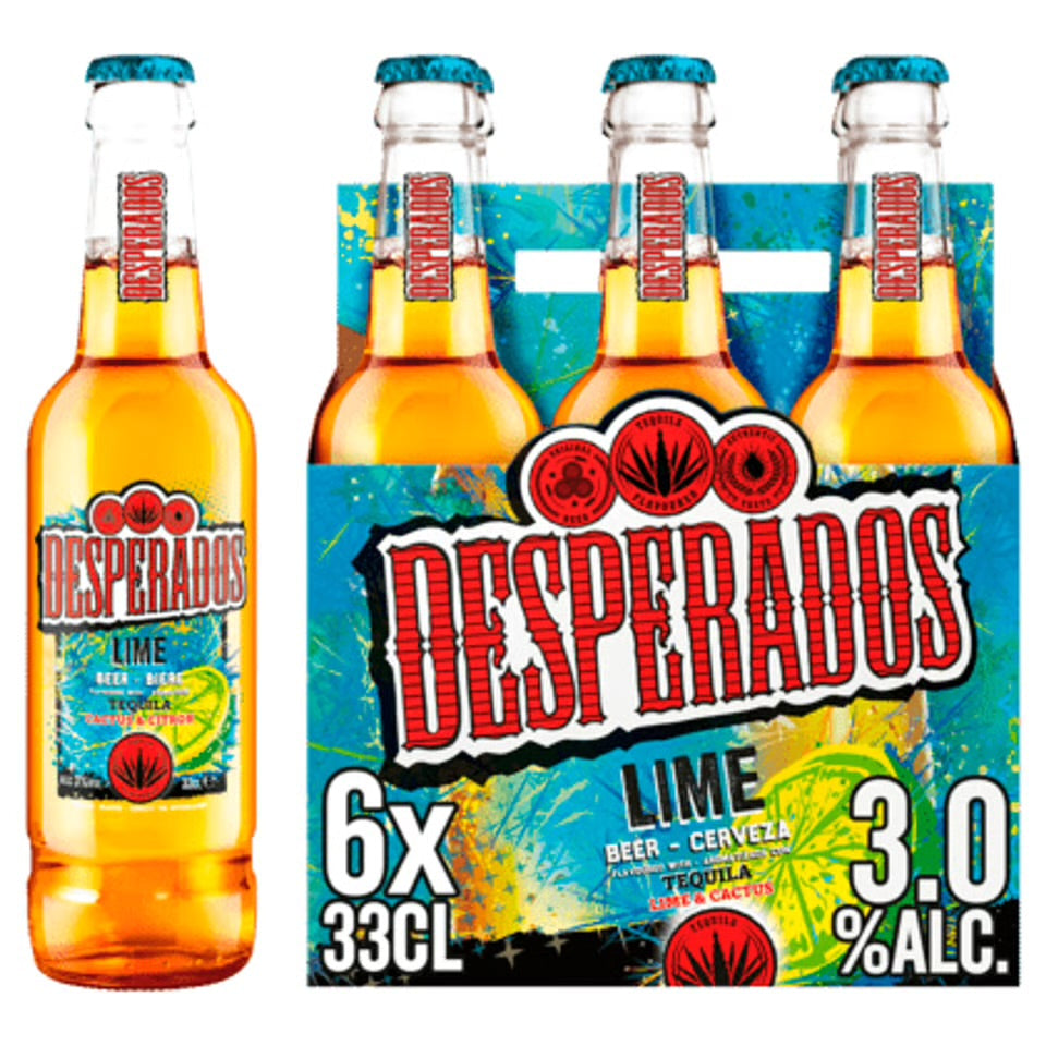 Desperados Lime Beer Flavoured with Agave Distillaat Lime and Cactus Flessen 6 x 330 ml