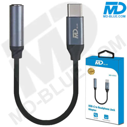 MD Blue USB-C To Headphone Jack Adapter