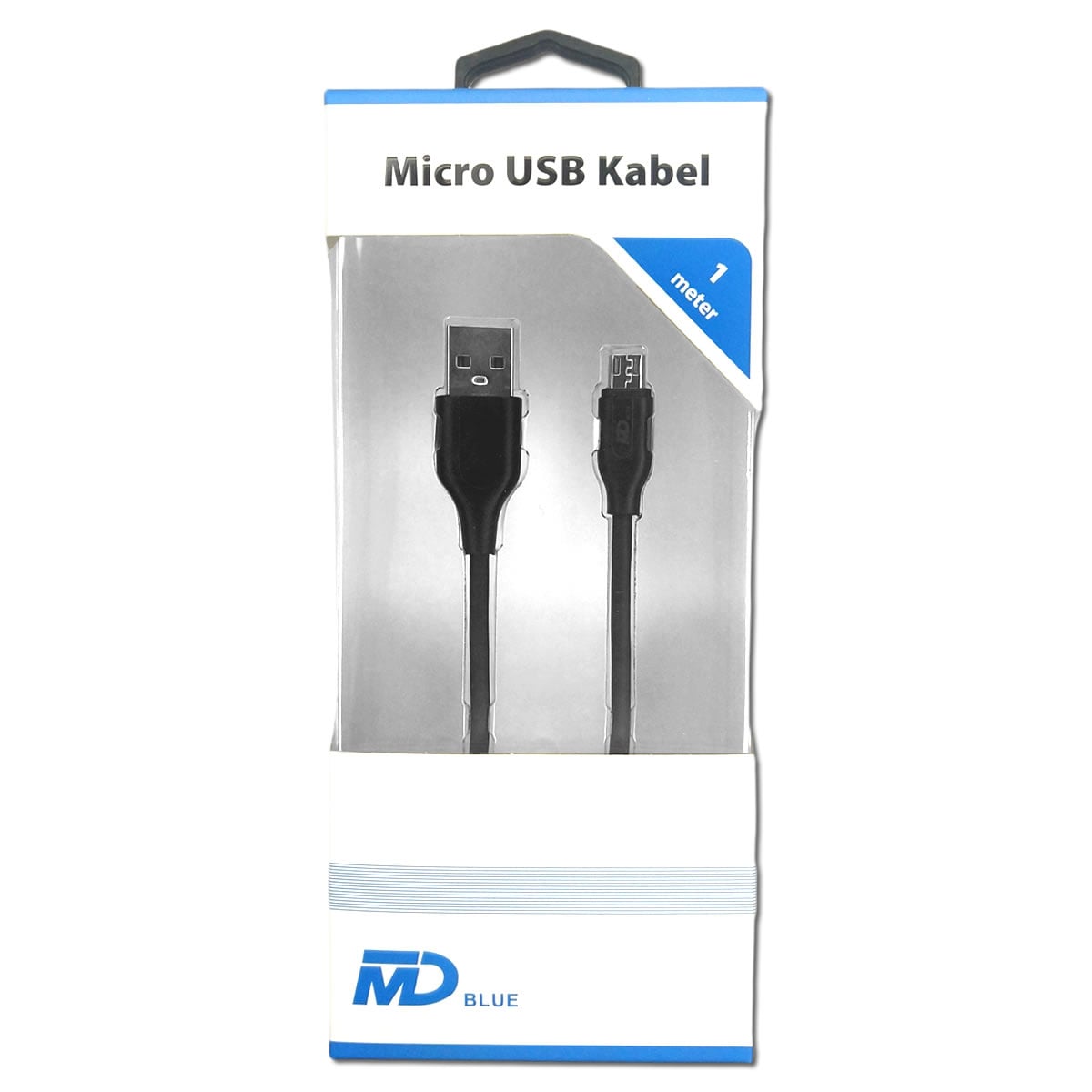 MD Blue Micro USB Kabel 1 Meter Zwart