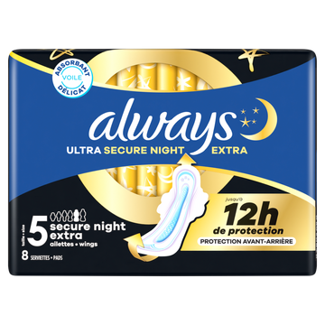 Always Ultra Maandverband Secure Night Extra Maat 5 8 Maandverbanden