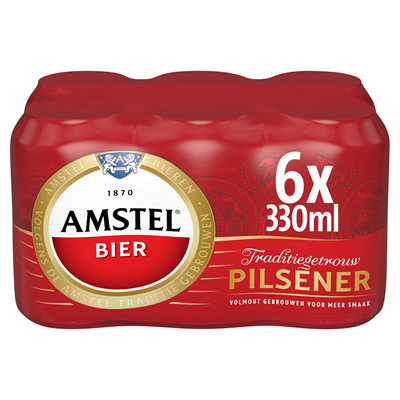 Amstel Bier Traditiegetrouw Pilsener Blikken 6 x 330 ml