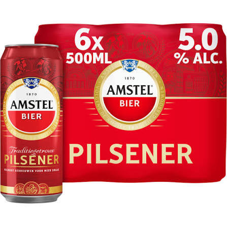 Amstel Bier Traditiegetrouw Pilsener Blikken 6 x 500 ml