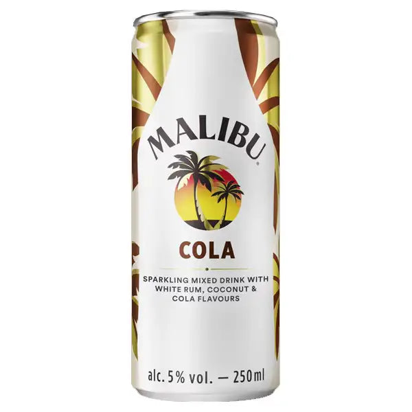 Malibu Cola Caribbean Rum with Coconut and Cola Flavours 250 ml